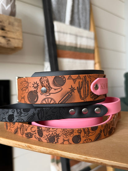 Western Theme - Pick-A-Pattern - Engraved Classic Leash